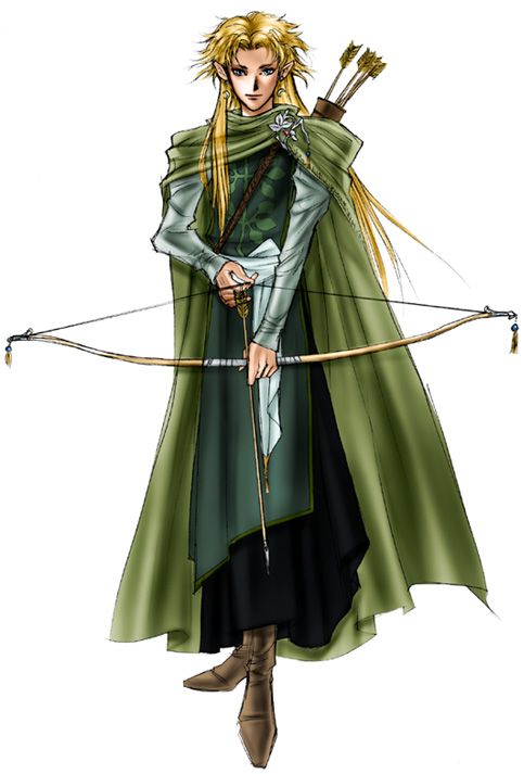 Anime depiction of robin hood with saxon armor and long bow